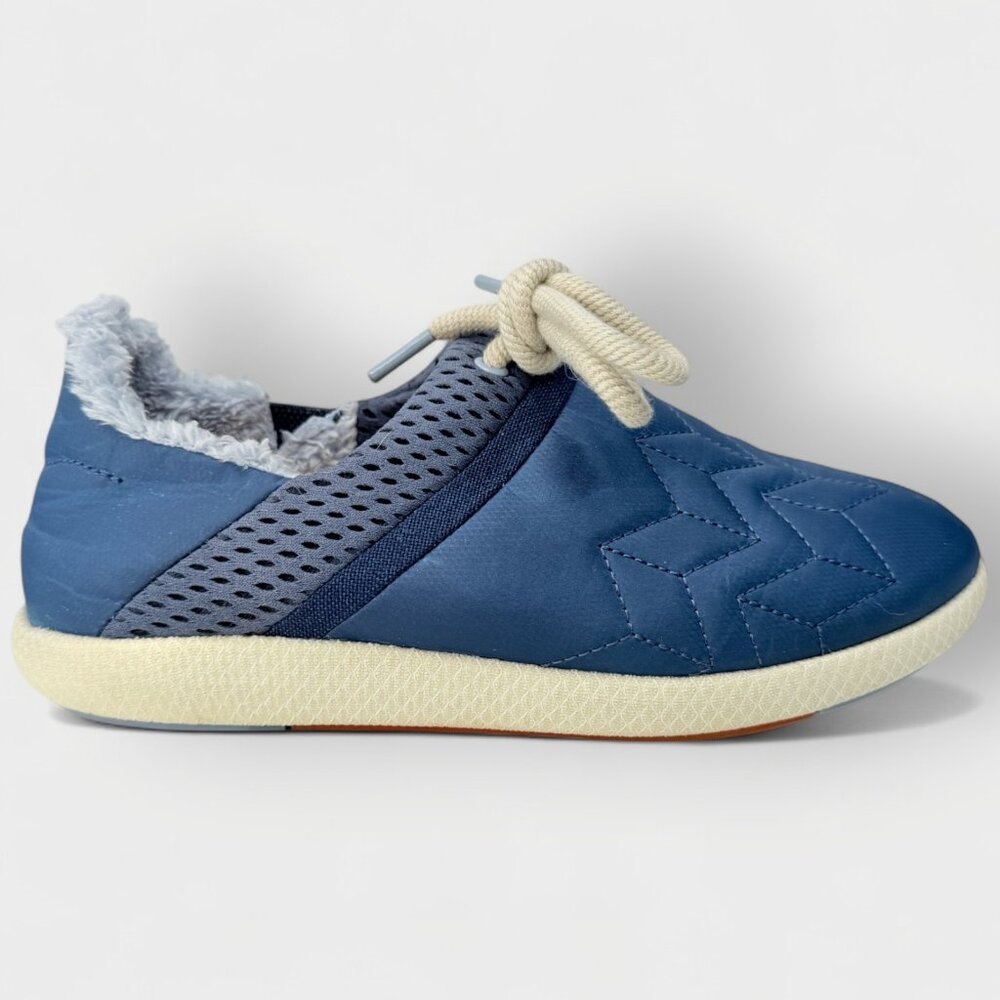 OluKai Mahiki Slipper Sneaker Women's 10 Moonlit Ocean Faux Fur Drop-In Heel NWT - Picture 2 of 12